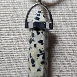 Dalmatian Jasper Pendant 18" Necklace Lobster Claw Clasp TB74